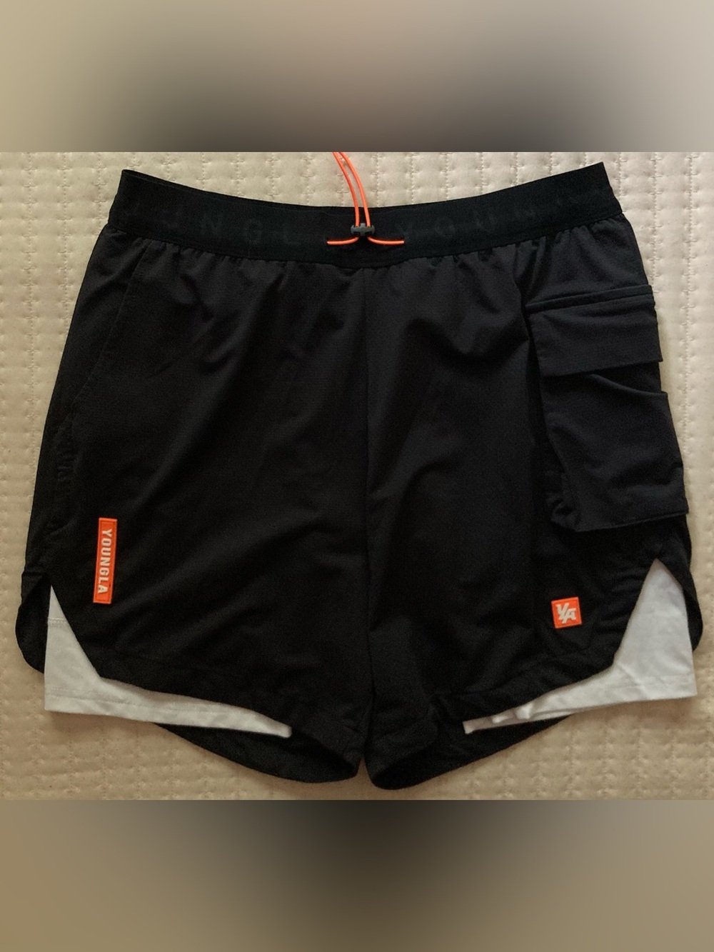 YoungLA Athletic Shorts Men’s Small Black Lined 5” Pockets Gym Activewear